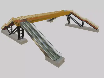 Steel Pedestrian Bridge-Escalator-Oblique Cone Column Type-26 3D model