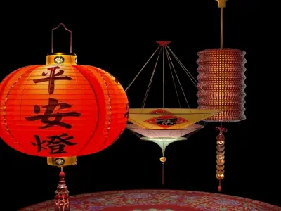 Chinese red lantern  3D model 11