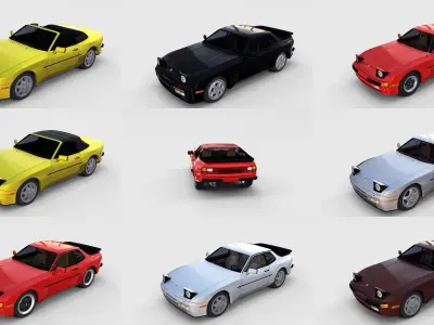 Porsche 944 with interior Pack 3D model