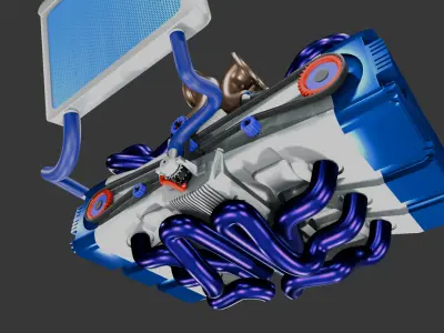 Artsy Stylized Model of Flat-6 Engine 3D model