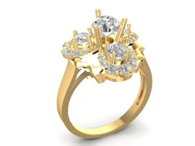 Luxury Heart Shape Diamond Cluster Ring for Women 1475 3D print model