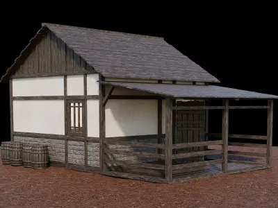 Medieval Village Asset 01 - 4K Textures Game Ready Low-poly 3D model