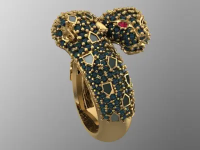 2 panter head ring 3D print model