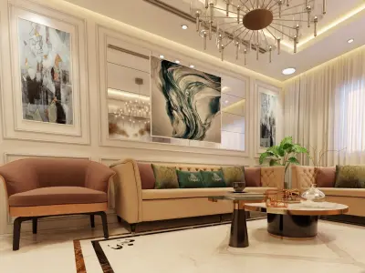 Living Room Interior Scene blender 3d Cycles  3D model