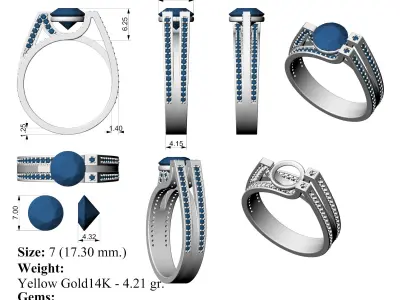 Pave Many Raws Engagement Ring 3D print model