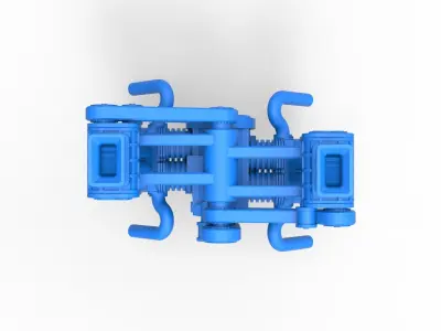 Flat 4 engine with double supercharger Scale 1 to 25 3D print model