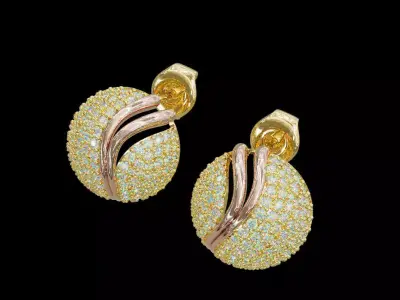 EARRINGS - HALF BALL DESIGN 3D print model