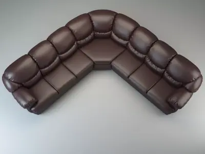 Overstuffed Leather Corner Sofa - Osvald - Long Version 3D model