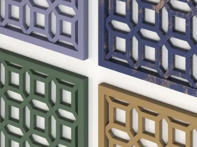 Arabic Islamic pattern wood decorative plaster 3D model 3
