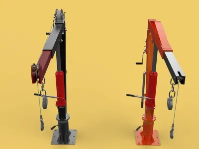 HAND CRANK WINCH SWIVEL LIFTING ENGINE CRANE HOIST JIB TRUCK CAR 3D model