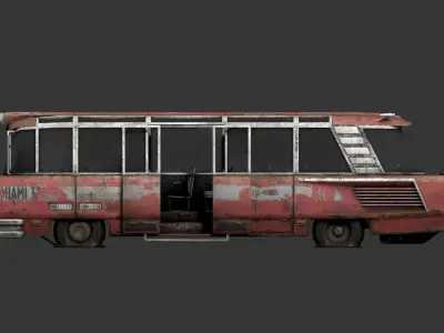 3D model bus of a vintage Low-poly 3D model