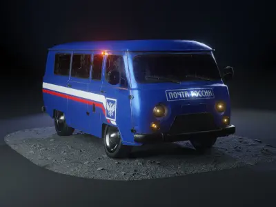 Game-ready Low-Poly model UAZ 452 Low-poly 3D model