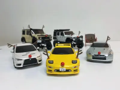 Christmas Reindeer Set for RC Car and Figure  3D print model