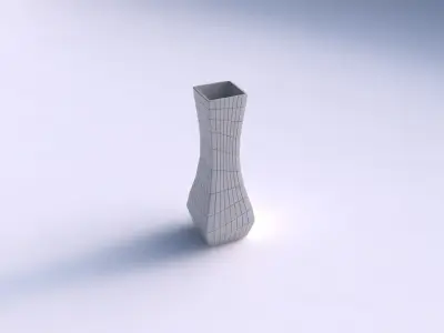 Vase larger opening rectangle with distorted grid plates 3D print model