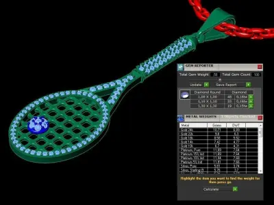 pendant tennis racquet 3D print model