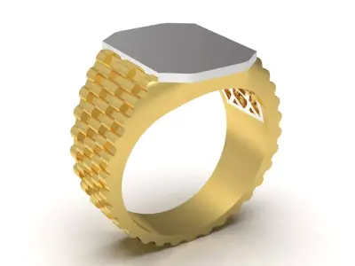 Men Two-Tone Gold Rolex stl 3dm Ring Model mr0262 3D print model