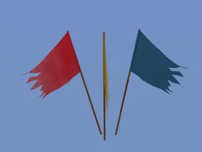 Old flags Free low-poly 3D model