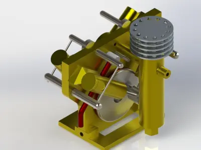 4-CYLINDER OSCILLATING STEAM ENGINE 3D model