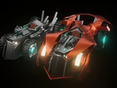 Sci Fi racing vehicle Low-poly 3D model