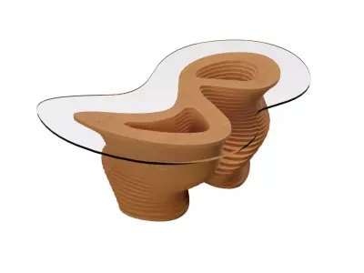 Parametric Wavy Wooden Furniture 03 - Coffee Table 3D model
