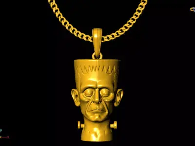 frankenstein pendant charms - one inch pendant 3D print model