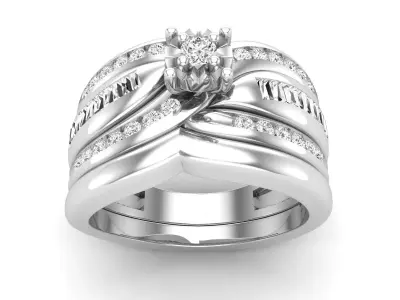 AV 616 Baguette and Round Diamond Bridal Ring Set 3D print model