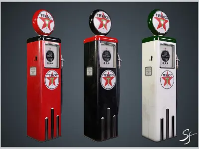 Texaco Gas Pump Low-poly 3D model