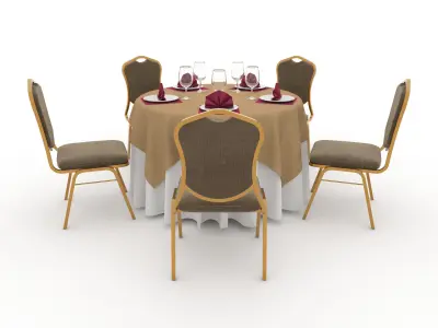 Banquet Table and Chair 19 3D model