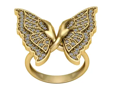 BUTTERFLY DIAMOND RING 3D PRINTABLE MODEL  3D print model