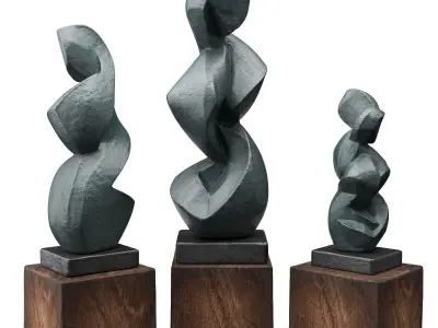 Carved cubist art sculpture Low-poly 3D model