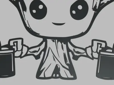 Groot 01 Wall Silhouette 3D print model