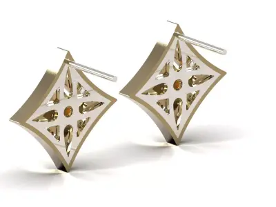 Diamond Stud Earrings with Nested Lozenge model je0152 3D print model
