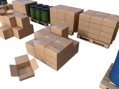 Warehouse Set PBR Game Ready cardboard boxes in hyderabad Low-poly 3D model