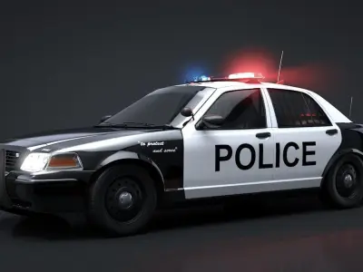 City Police Car Rigged for C4D Low-poly 3D model