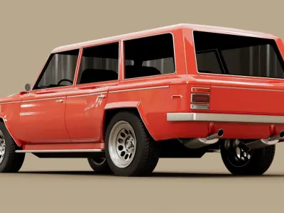 4 door generic 70s truck Low-poly 3D model