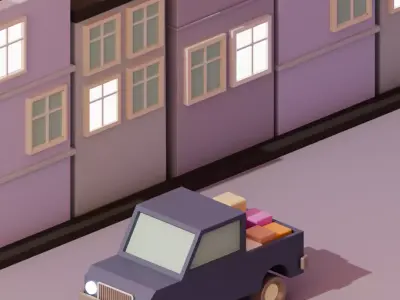 Car in Town Free 3D model