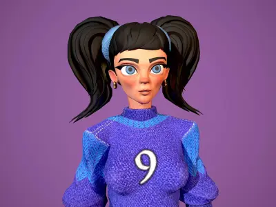 Basket girl Low-poly 3D model
