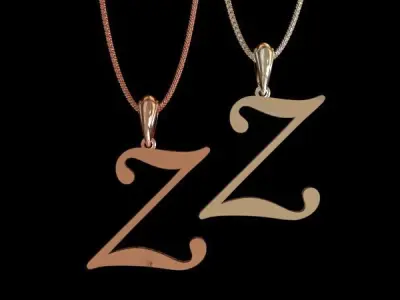 Letter Z  NECKLACE pendant  3D print model