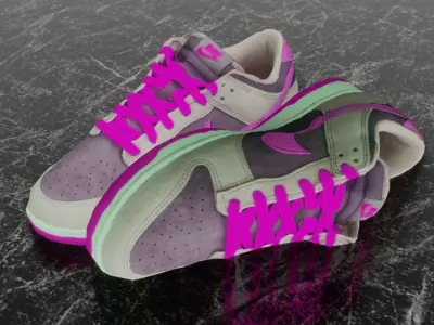 NIKE DUNK 3D SHOES - PURPLE Low-poly 3D model