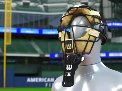 Baseball Full-Face Protection Mask Yellow 3D model
