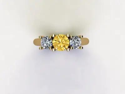 3 stone classic ring 3D print model