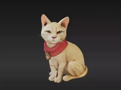 Ancient Cat Statue 2 - 3D Model -  Low-poly 3D model