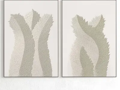 Plaster Two Photo Frame 292 Low-poly 3D model