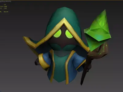 Cartoon version of the mage Low-poly 3D model
