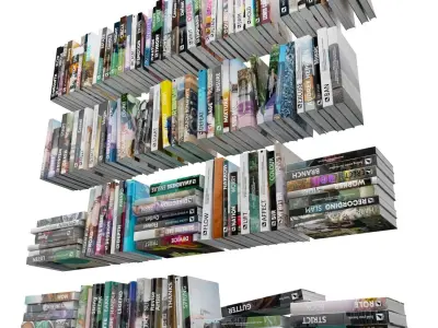 Books 150 pieces 1-1-2 Low-poly 3D model
