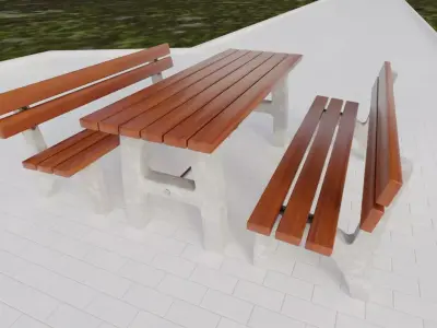 Street Furniture - Bench and Table 3D model