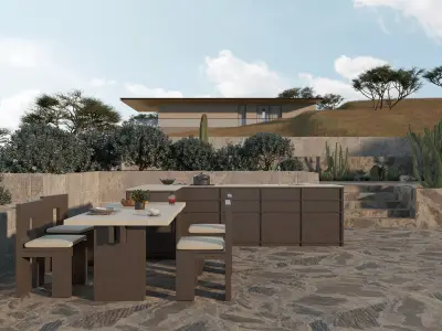 Modern Outdoor Kitchen 05 3D model