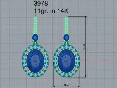 Oval Halo Earring 3978 3D print model