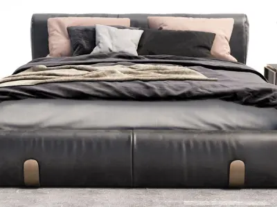 bedroom leather bed 3D model