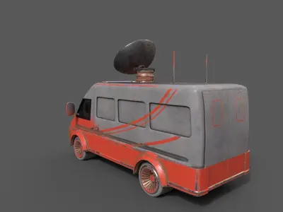 Old Broadcasting van Low-poly 3D model